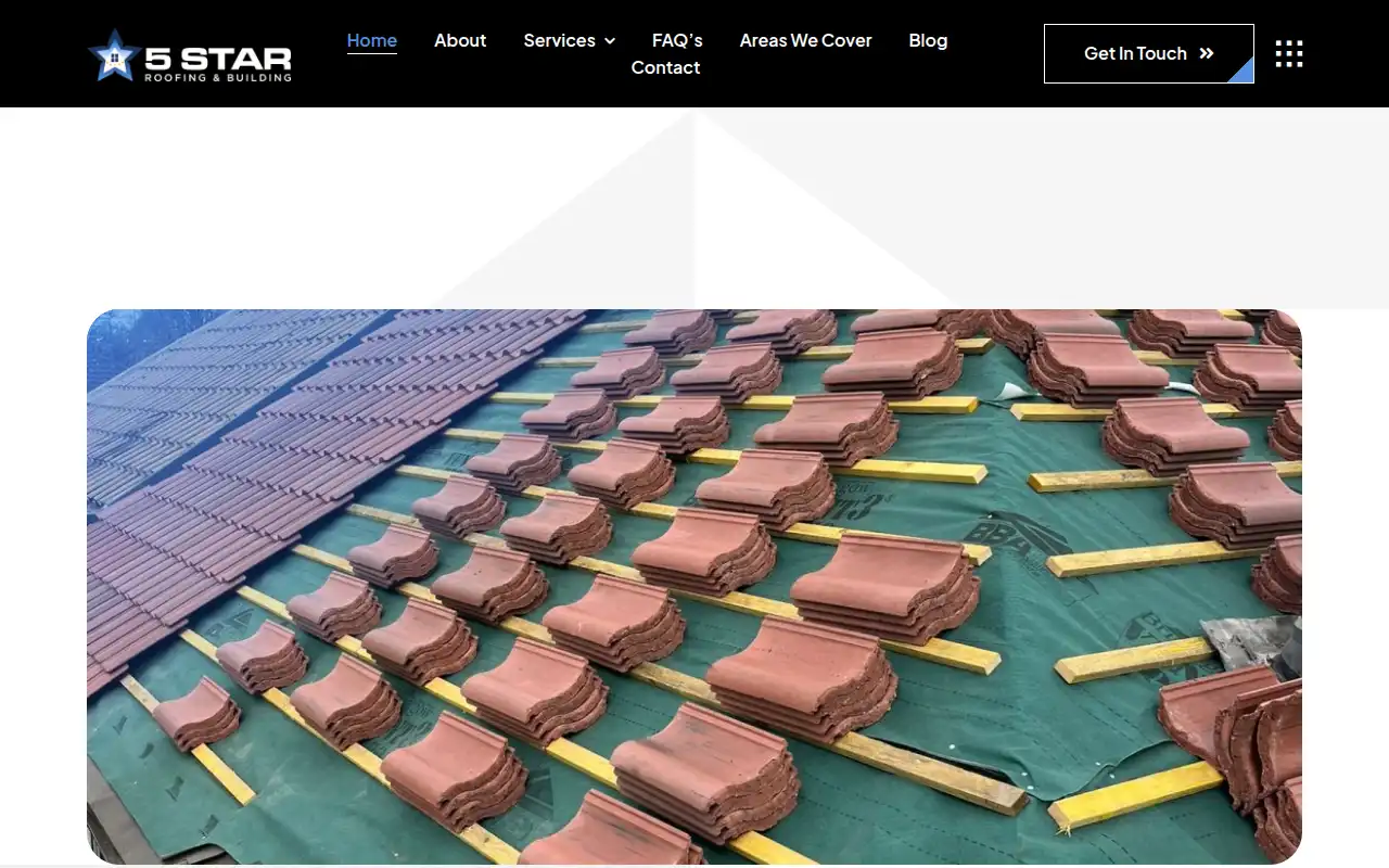 5 Star Roofing and Building website homepage