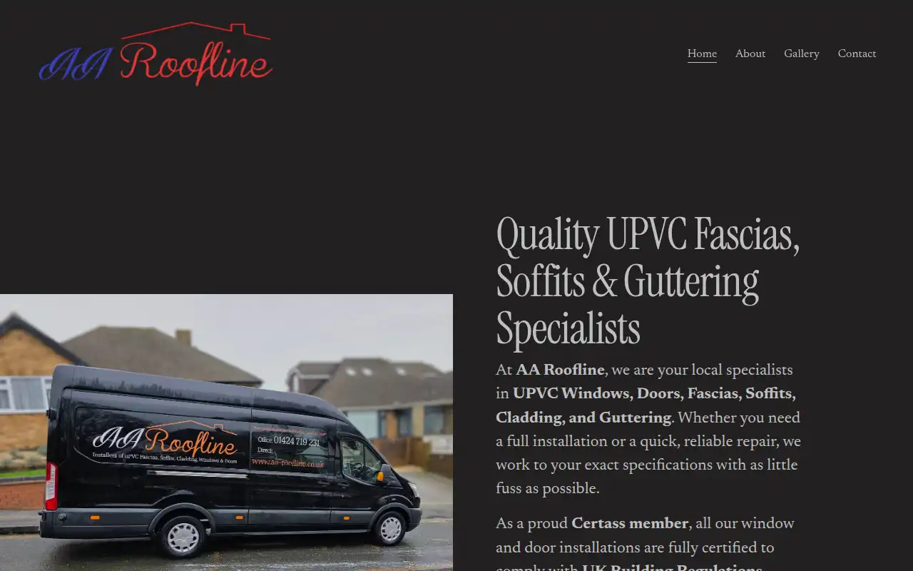 Aa Roofline website homepage