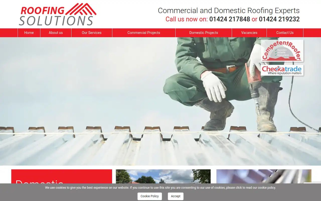 All Roofing Solutions website homepage