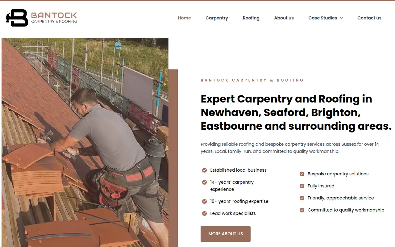 Bantock Carpentry and Roofing website homepage
