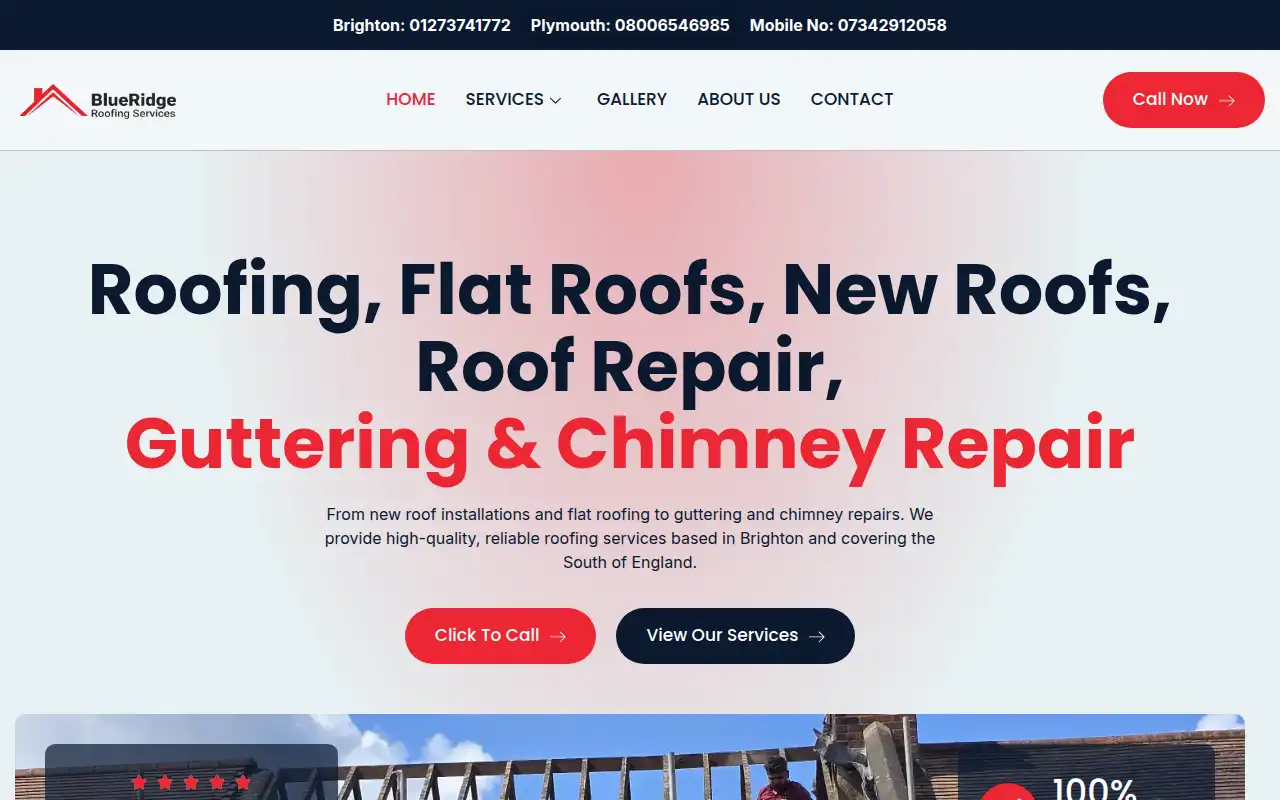 Blueridge Roofing Services Ltd website homepage