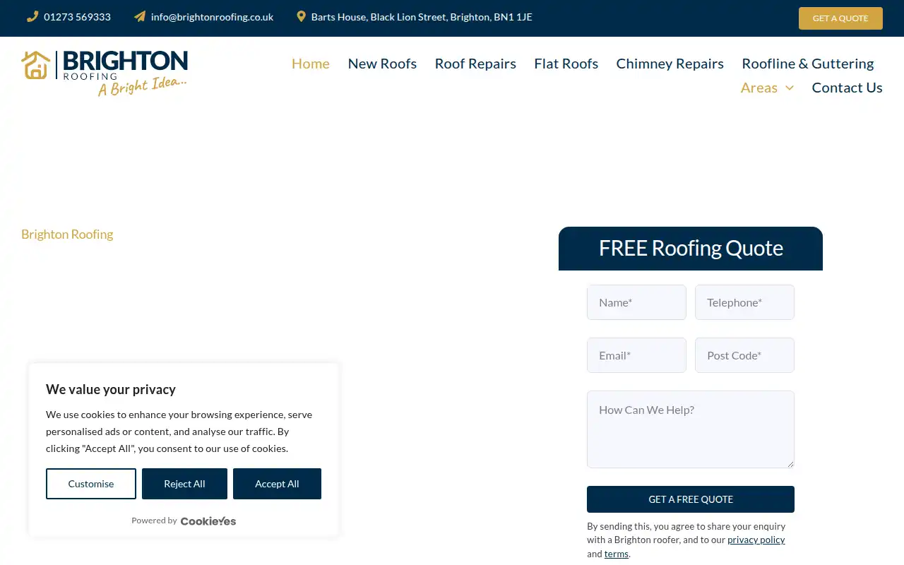 Brighton Roofing website homepage