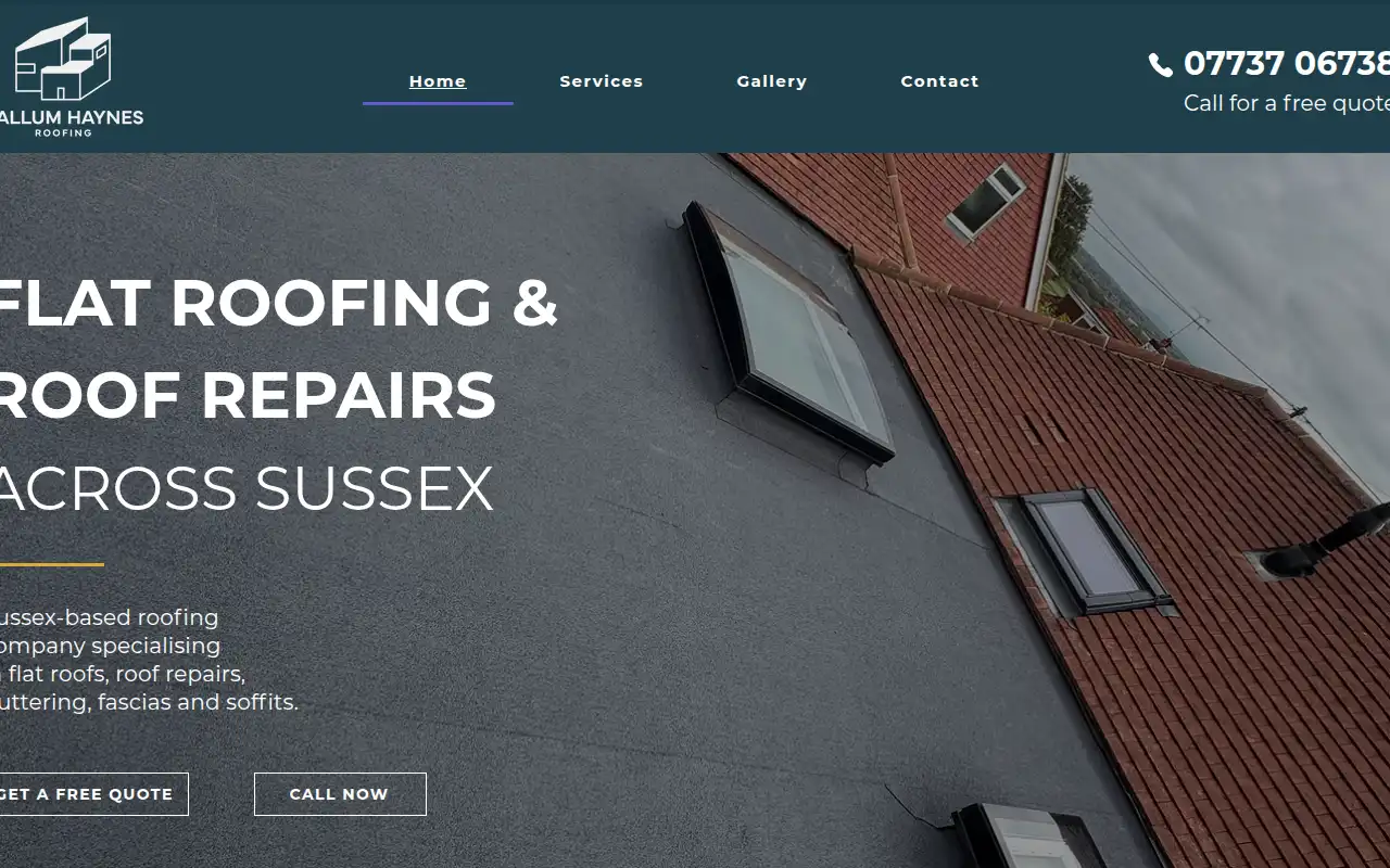 Callum Haynes Roofing website homepage