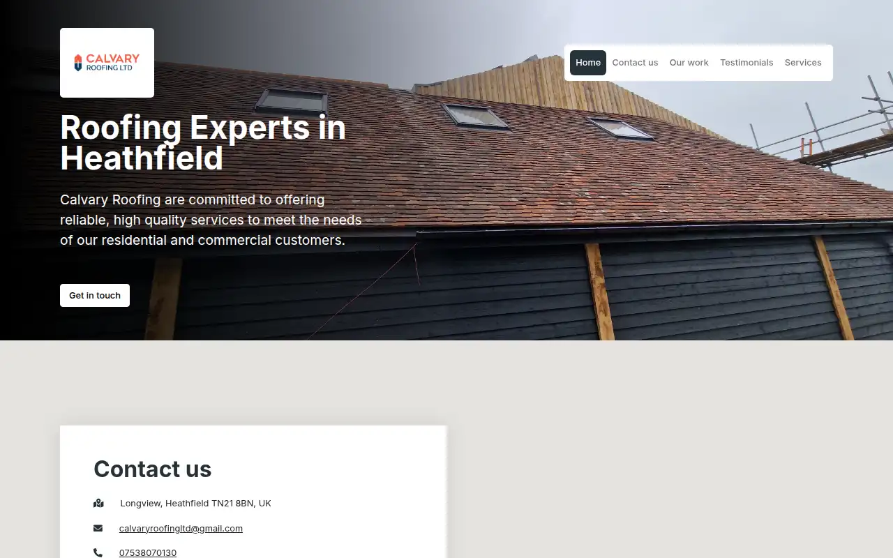 Calvary Roofing Ltd website homepage