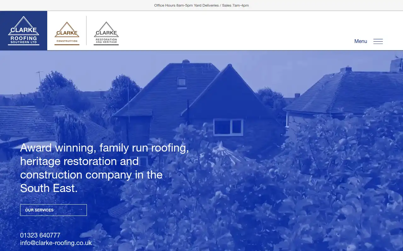 Clarke Roofing Southern Ltd website homepage