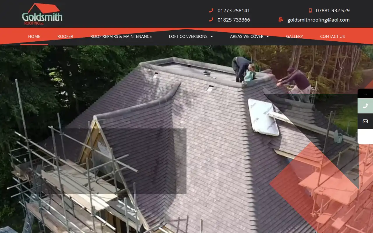 Goldsmith Roofing Ltd website homepage