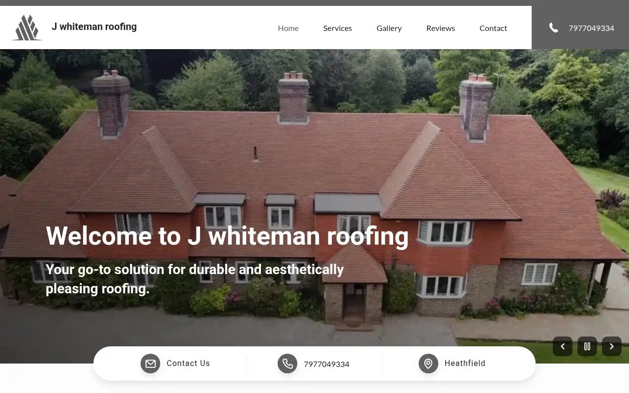 J Whiteman Roofing website homepage