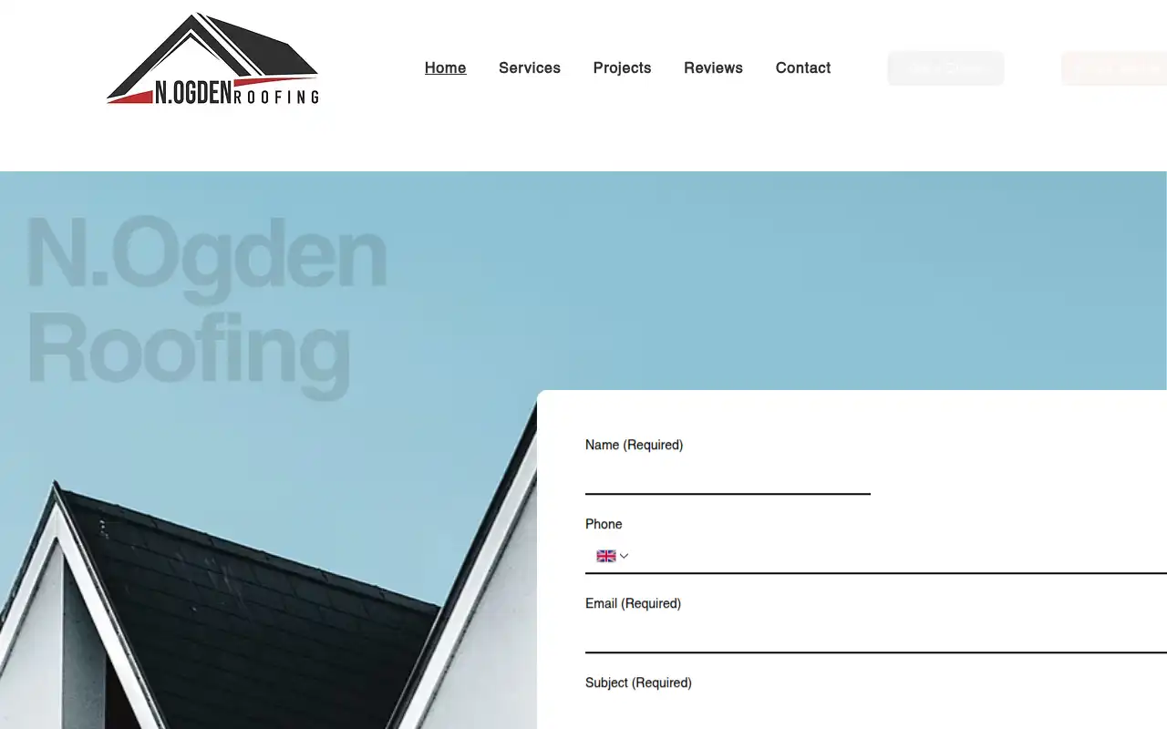 N.Ogden Roofing website homepage