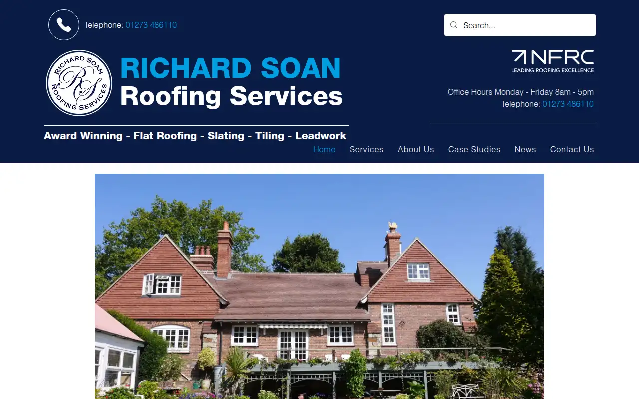 Richard Soan Roofing Services website homepage