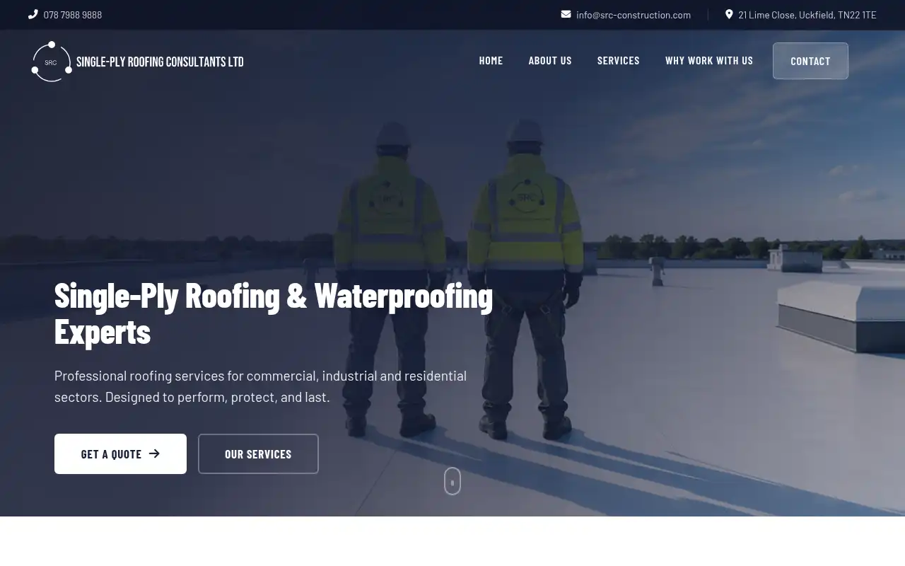 Single-ply roofing consultants ltd website homepage